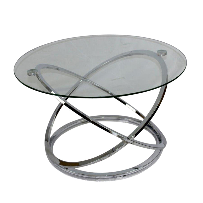 Round Coffee Table, Clear / Silver, Kd | 12393-01