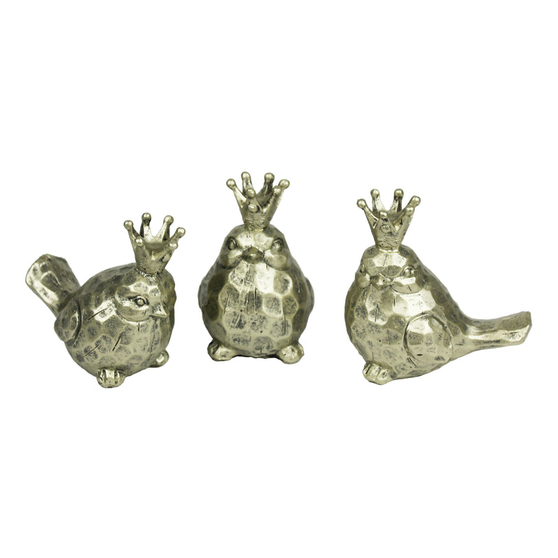 S/3 GOLD BIRDS W/ CROWNS