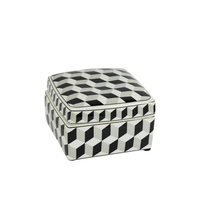 BLACK/WHITE SQUARE CERAMIC BOX