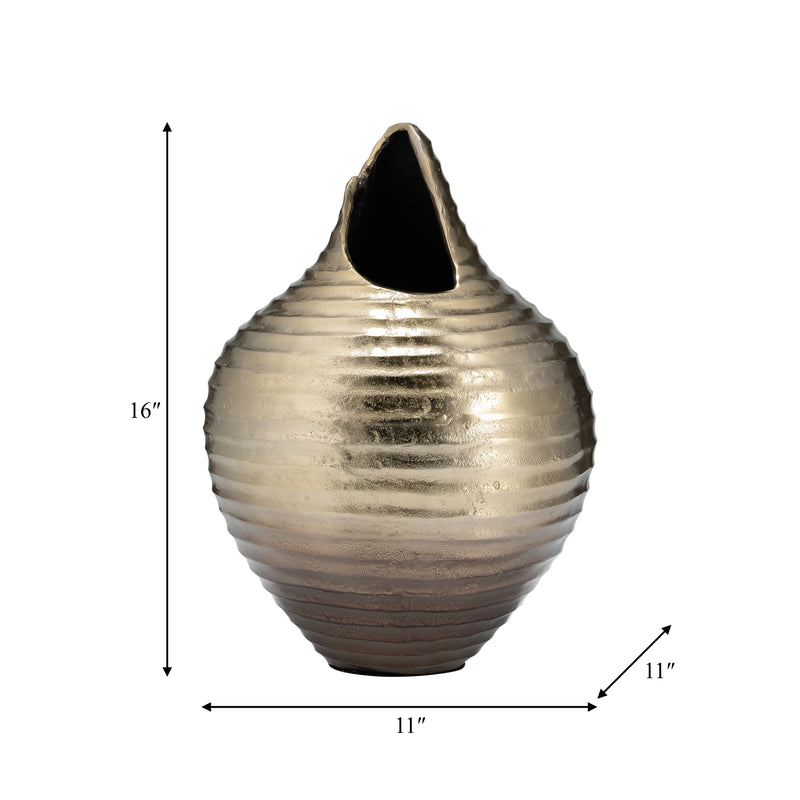 METAL,16",SHELL LIKE VASE,GOLD