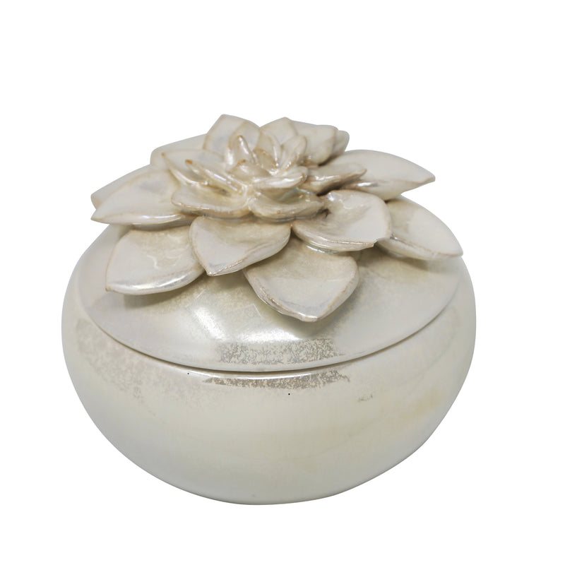 CERAMIC JAR W/FLOWER TOP 7",