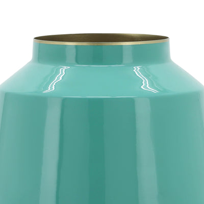 METAL 12" VESSEL VASE, GREEN