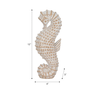 12" Resin Wicker Seahorse, White