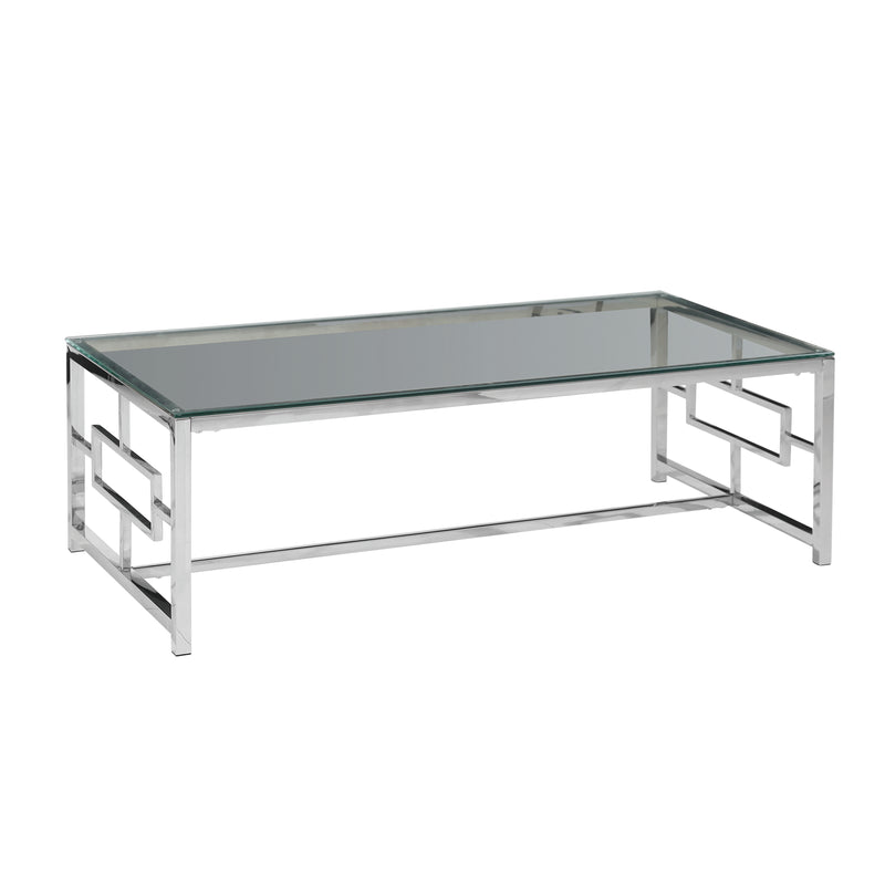 SILVER METAL/GLASS COCKTAIL TABLE, KD