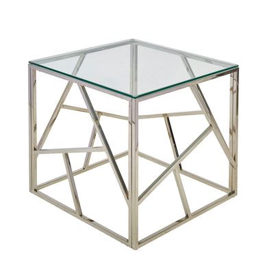 Stainless Steel & Glass Side Table | 12805-02