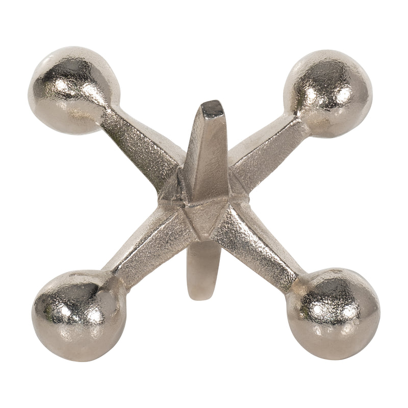 SILVER METAL JACKS DECOR, 5"