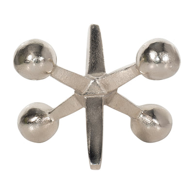 SILVER METAL JACKS DECOR, 5"