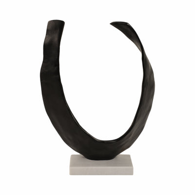 18" Curved Horseshoe On Marble Base, Black/white