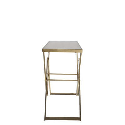 Metal Console Table, Marble Top, Gold, Kd