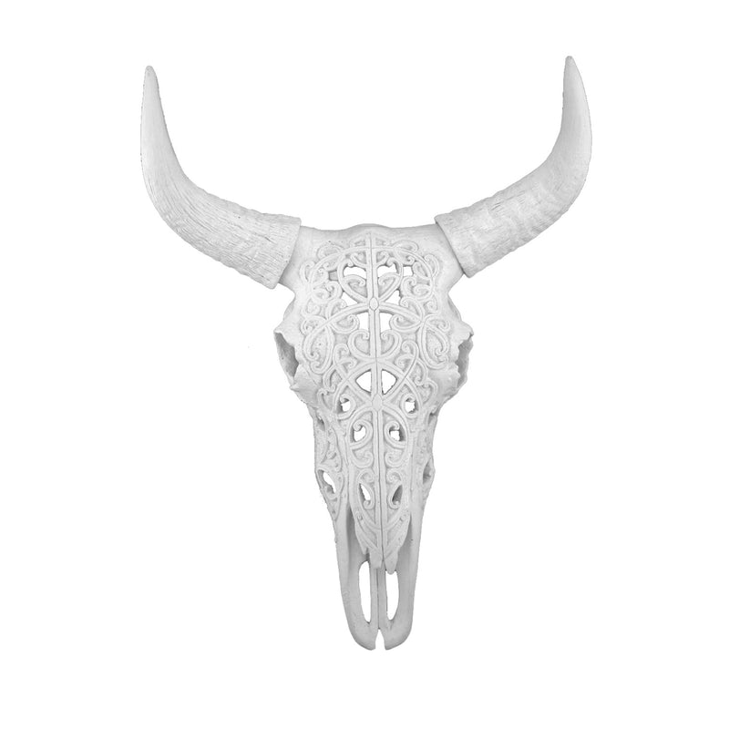 Carved White Bull Skull 17.75" Kd