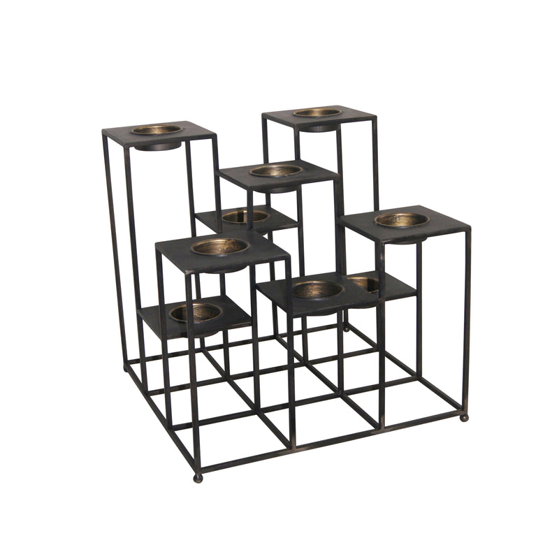 Metal Multi Level Tealight Candle Holder, Black