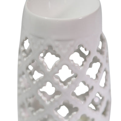 WHITE OIL BURNER CANDLE HOLDER, 6"