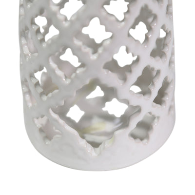 WHITE OIL BURNER CANDLE HOLDER, 6"