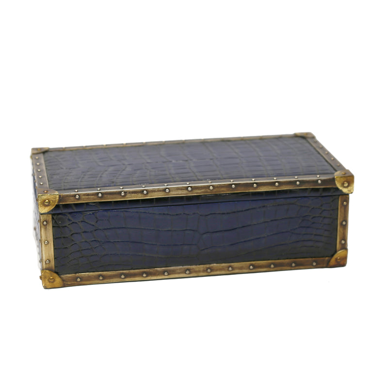 Polyresin Alligator Skin Box, Dark Blue