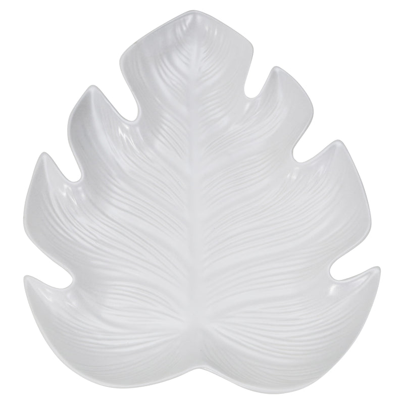 Decorat1Ve Ceramic Leaf Plate, White | 13094-01