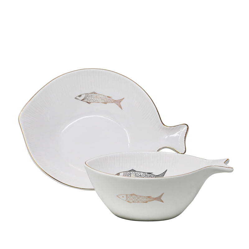 S/2 Decorative Ceramic Bowls, White