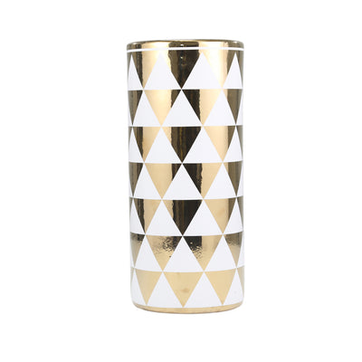 Ceramic Umbrella Stand, White/Gold | 13166-03
