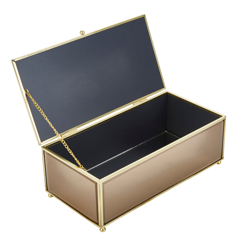BROWN/GOLD GLASS BOX 10.75" | 13199-03