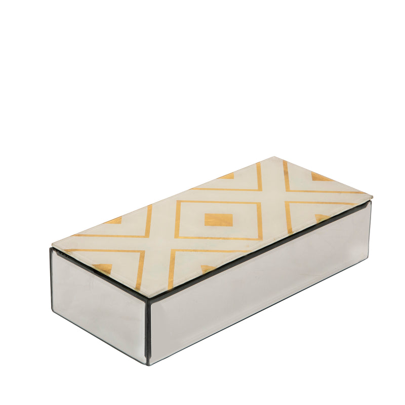 MIRROR/GOLD DIAMOND BOX 10.75"