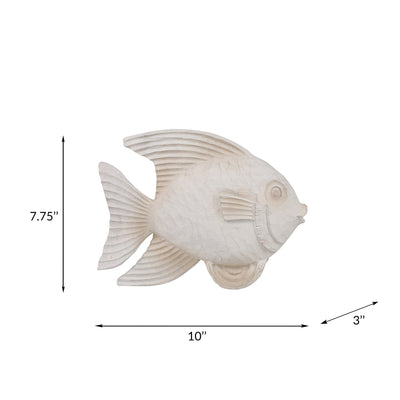 RESIN 10" FISH FIGURINE, WHITEWASH