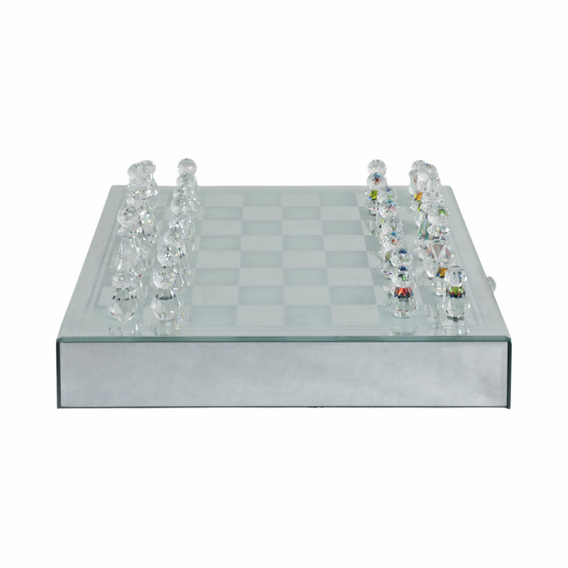 CRYSTAL / MIRRORED CHESS SET,SILVER