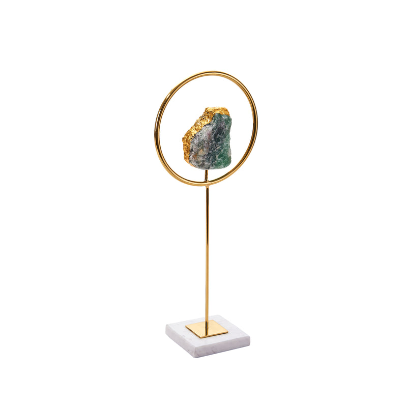 Decorative Table Decor W/ Agate, Green/Gold