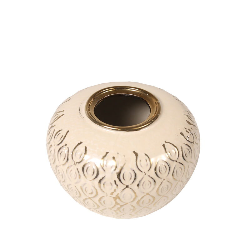 Decorative Ceramic Vase, Beige/Gold