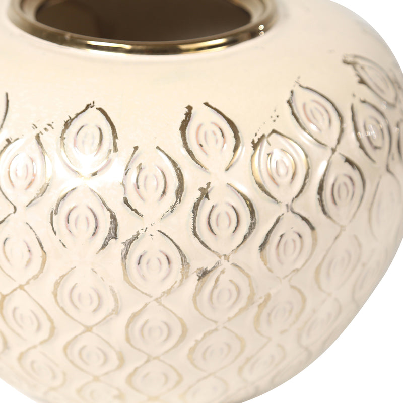 Decorative Ceramic Vase, Beige/Gold