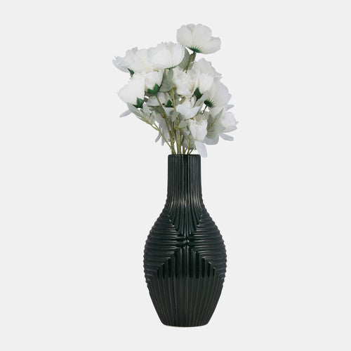 CER, 16" TRIBAL VASE, FOREST GREEN