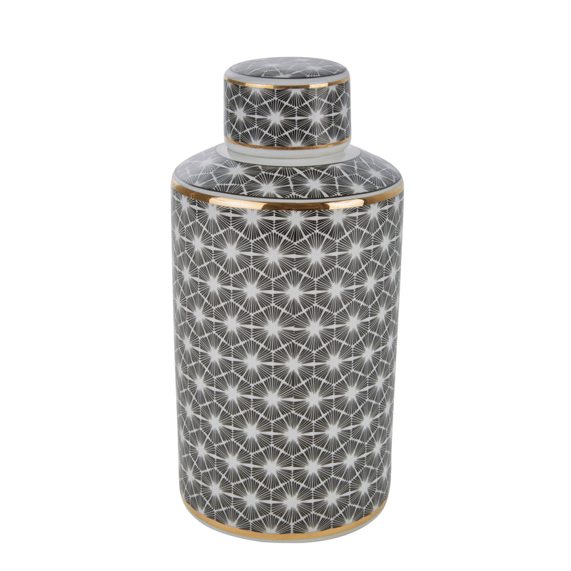 WHITE/BLACK JAR W/ GOLD EDGE, 12"