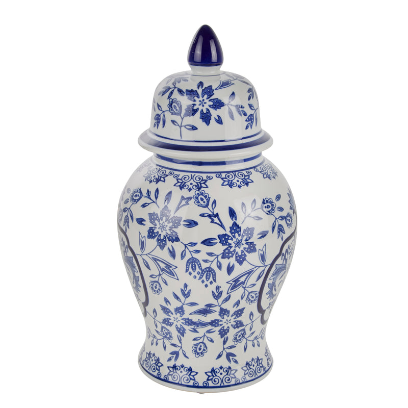 WHITE/BLUE TEMPLE JAR 14"