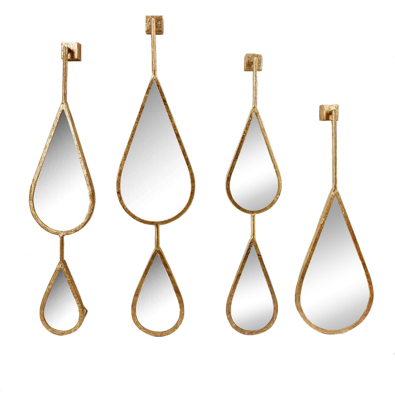 S/4 Teardrop Mirrors, Gold