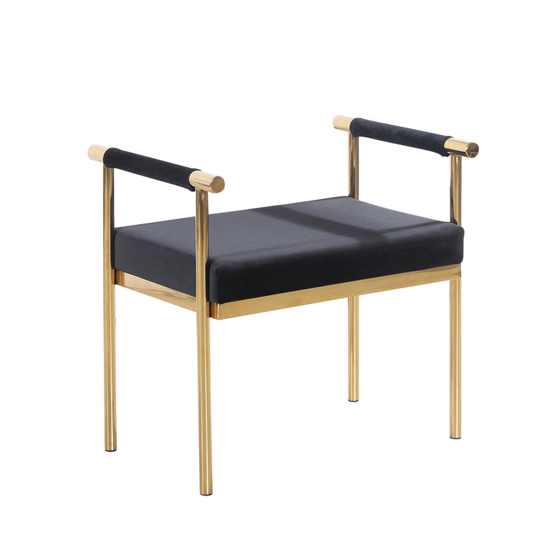 Bench W/ Velveteen Seat, Gold / Black Kd