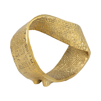 Metal, 8" Twisted Hammered Ring, Gold