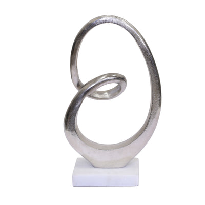 SILVER LOOP SCULPTURE ON MARBLE BASE