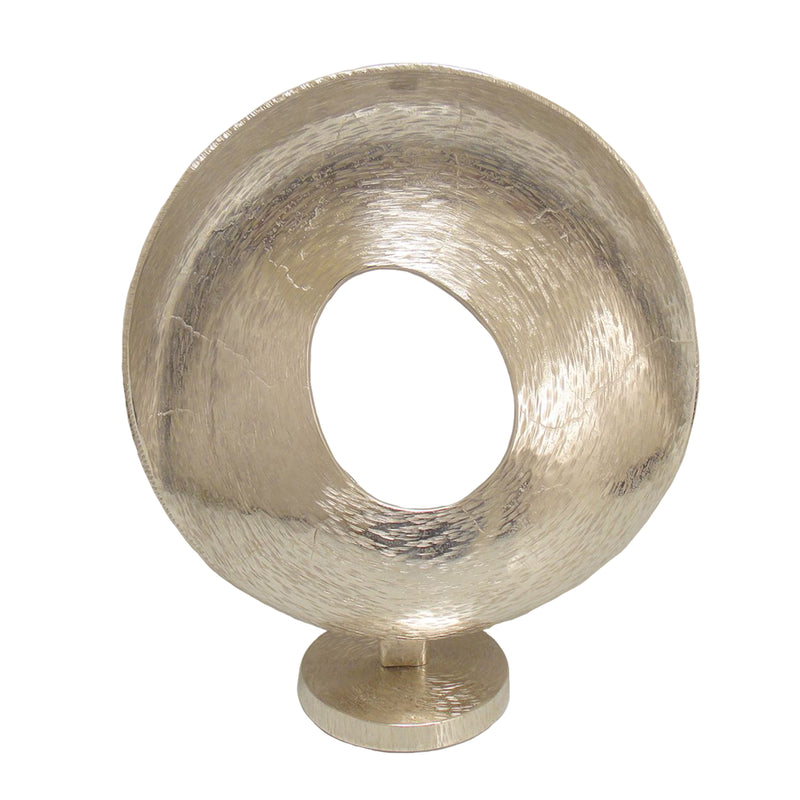 Round Silver Metal Sculpture