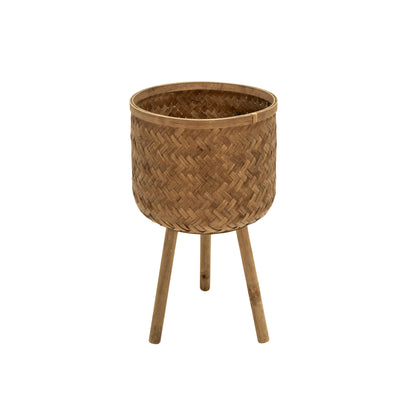 S/3 BAMBOO PLANTERS 11/13/15" BROWN | 13574-07