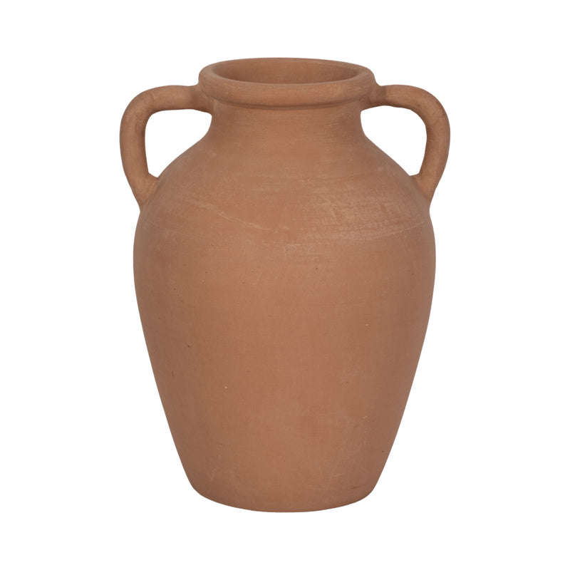 TERRACOTTA, 13" VASE WITH HANDLES, NATURAL