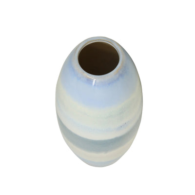 CERAMIC 12" CONE VASE, BLUE MULTI