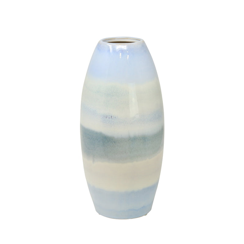 CERAMIC 12" CONE VASE, BLUE MULTI