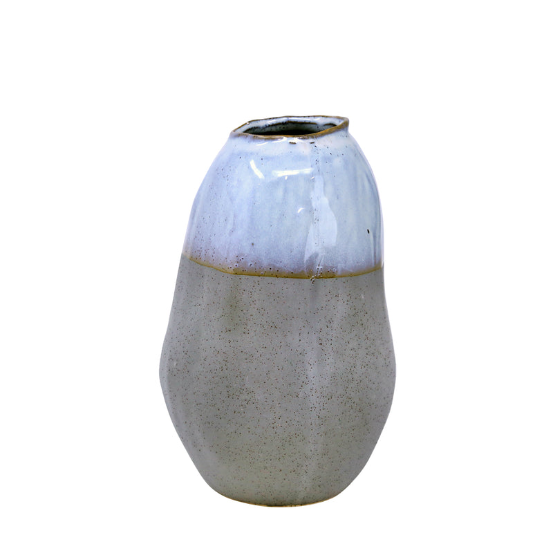 CERAMIC 10" ORGANIC VASE , GRAY