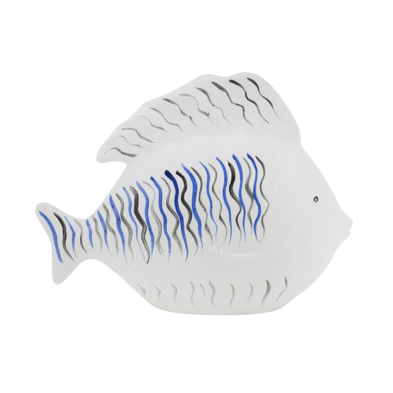 CERAMIC 9.5" FISH BLUE/WHITE