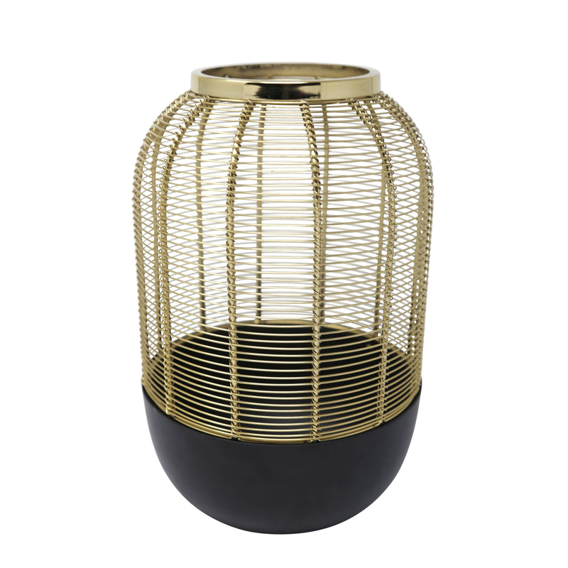 11.75" METAL WIRE CAGE HURRICANE, GOLD | 13815-01