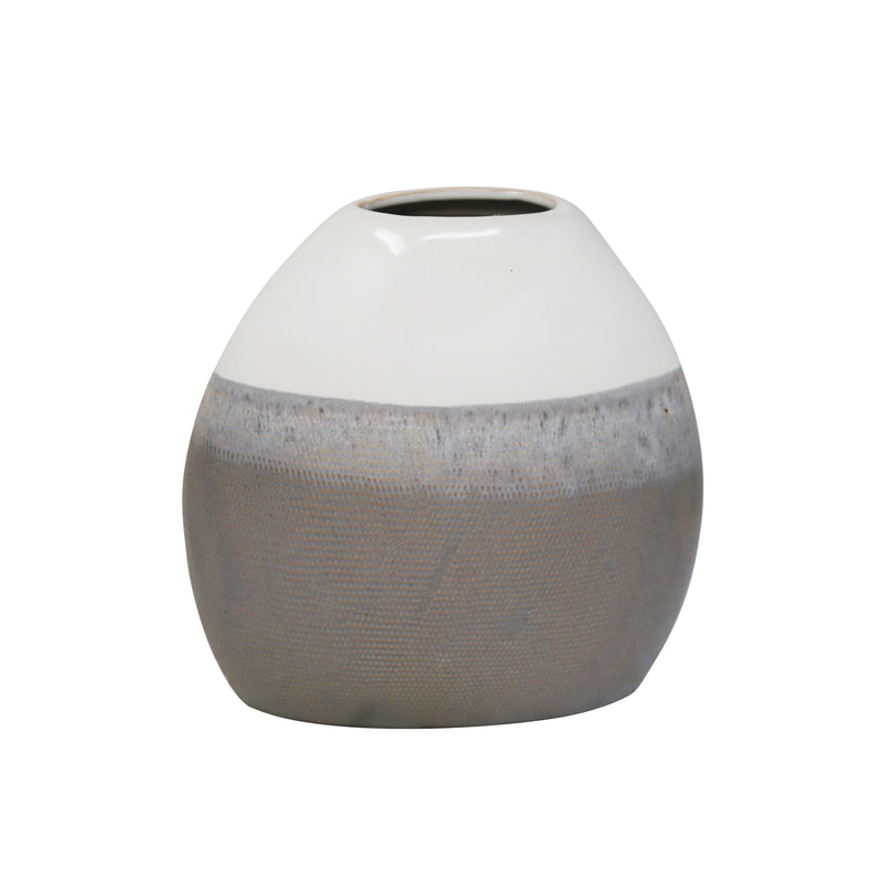 CERAMIC 9" VASE, MULTI GRAY