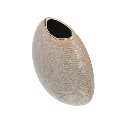 CERAMIC 10.75" VASE, CHAMPAGN