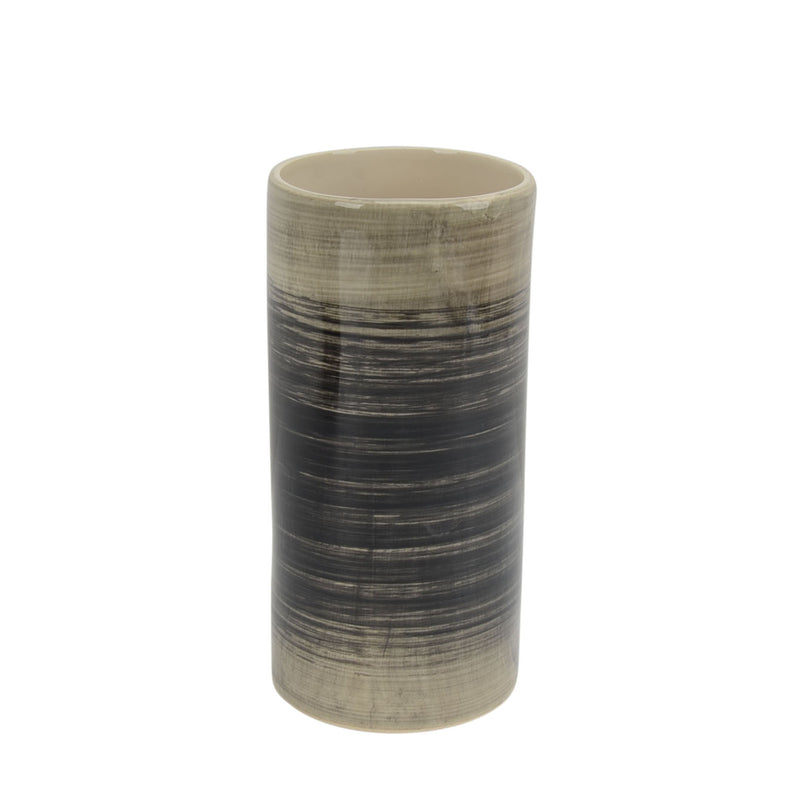 Ceramic Vase 10"H, Black/Beige