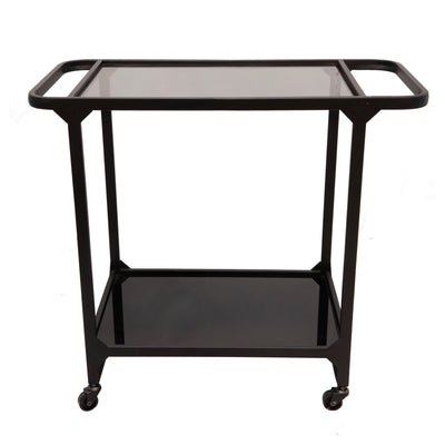 METAL & GLASS BAR CART, BLACK