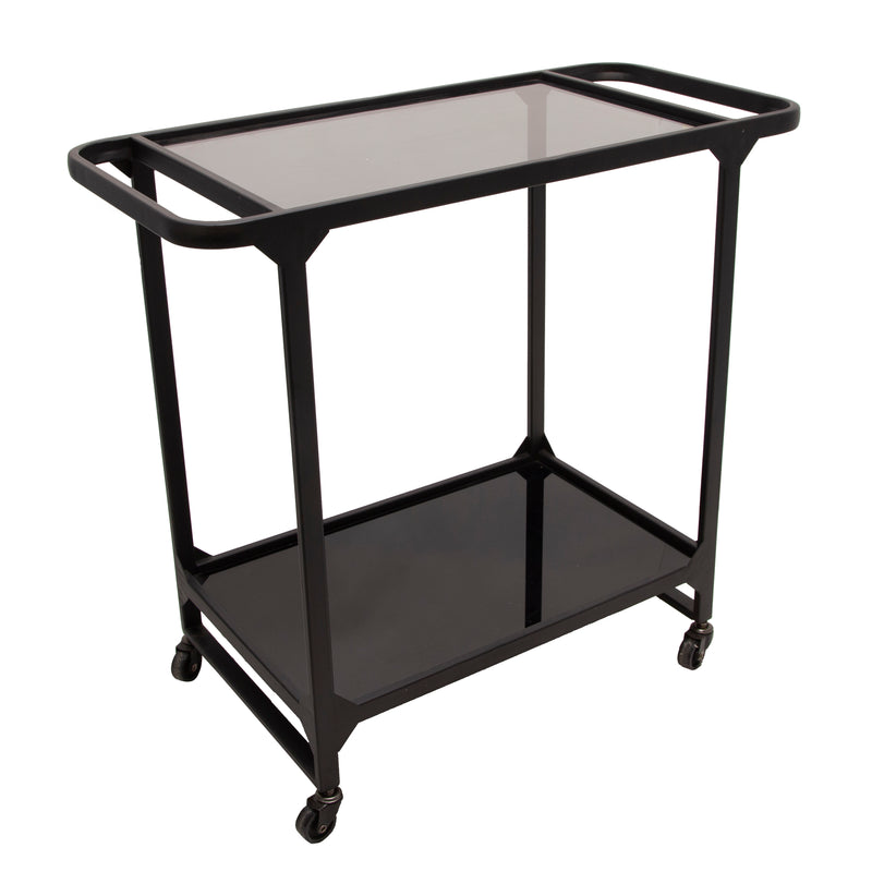 METAL & GLASS BAR CART, BLACK