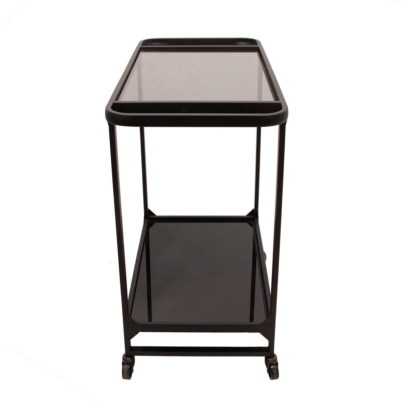 METAL & GLASS BAR CART, BLACK