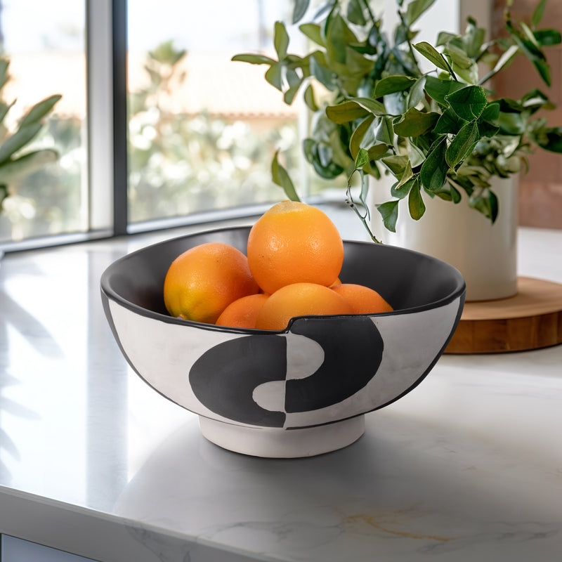 12 Contemporary Deep Bowl, Black/white